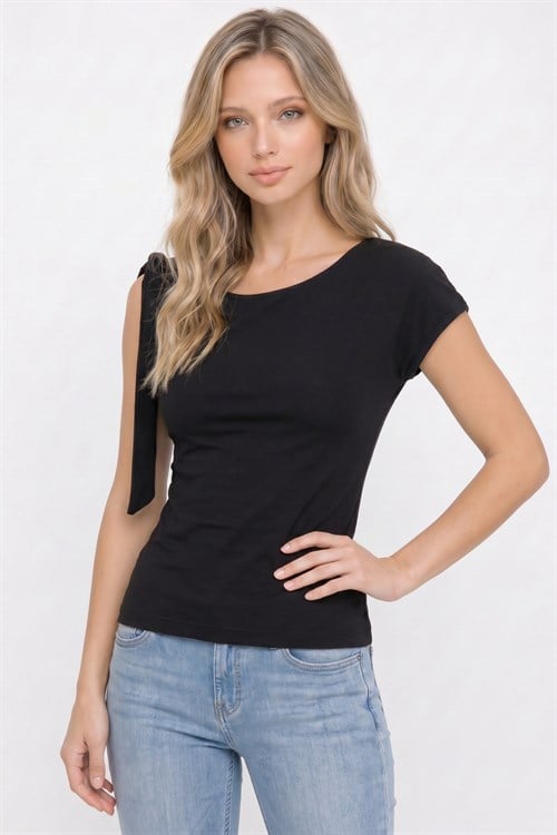 Kadın Slim Fit Dar Kesim Kısa Kollu Kayık Yaka Siyah Bluz