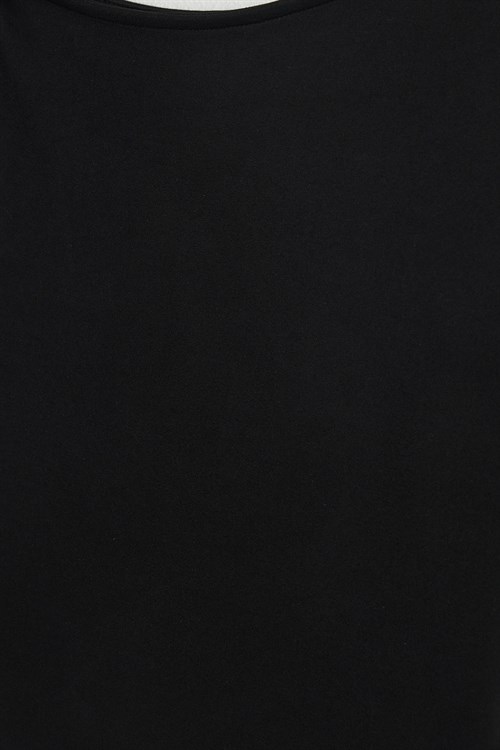 Kadın Slim Fit Dar Kesim Kısa Kollu Kayık Yaka Siyah Bluz