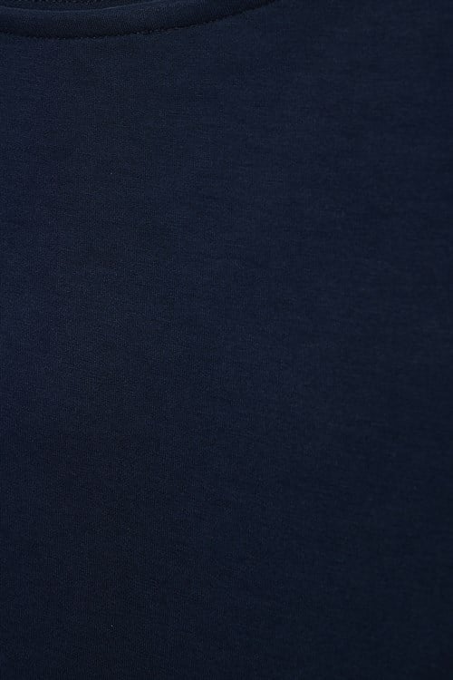 Kadın Slim Fit Dar Kesim Kısa Kollu Kayık Yaka Lacivert Bluz