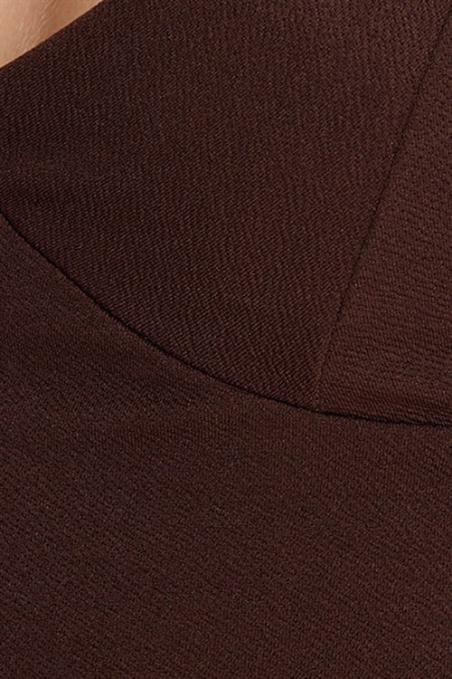 Kadın Slim Fit Dar Kesim V Yaka Askılı Kahverengi Bluz