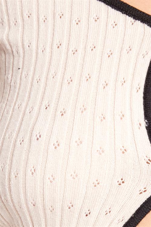 Kadın Slim Fit Dar Kesim Uzun Kollu U Yaka Bağlama Detaylı Bej Hırka