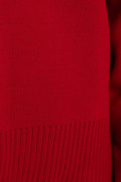 Kadın Oversize Geniş Kesim Bisiklet Yaka Kırmızı Kazak