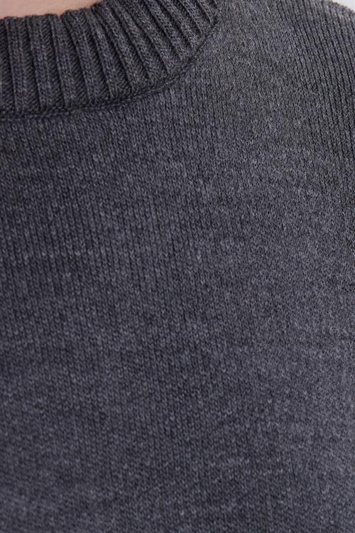 Kadın Oversize Geniş Kesim Bisiklet Yaka Antrasit Kazak