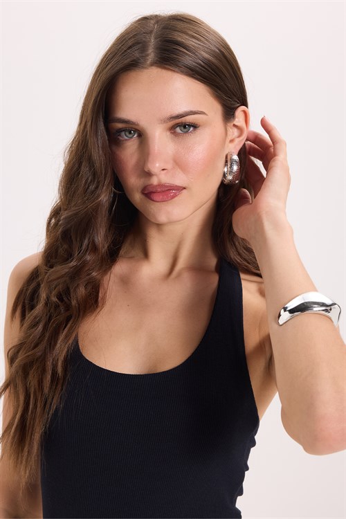 Kadın Slim Fit Dar Kesim Pamuklu Halter Yaka Kaşkorse Lacivert Crop