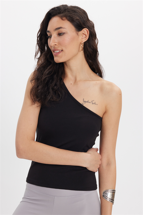 Kadın Slim Fit Dar Kesim Pamuklu Kolsuz Siyah Crop Atlet