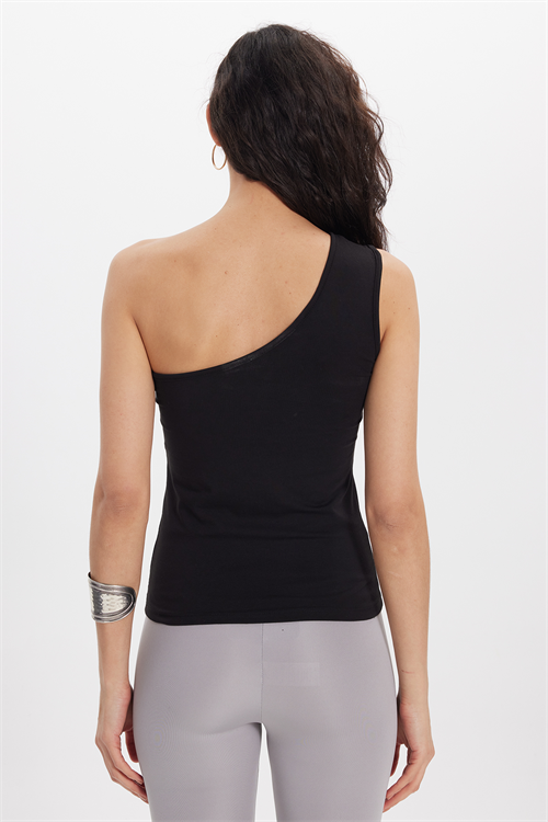 Kadın Slim Fit Dar Kesim Pamuklu Kolsuz Siyah Crop Atlet