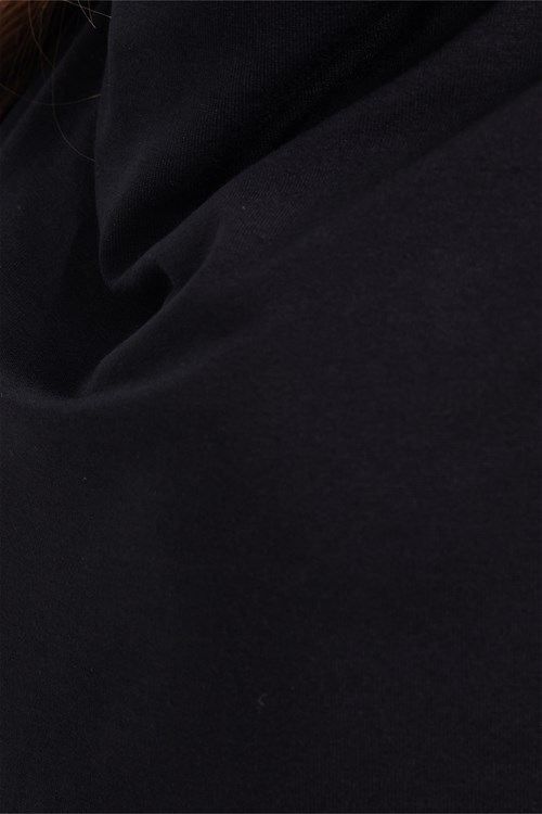 Kadın Oversize Geniş Kesim Kolsuz Degaje Yaka Siyah Atlet