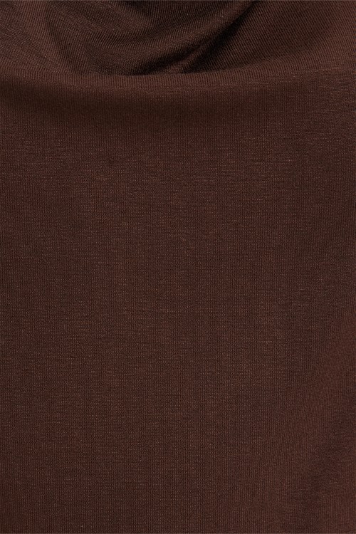 Kadın Oversize Geniş Kesim Kolsuz Degaje Yaka Kahverengi Atlet