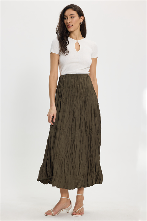 Kadın Slim Fit Dar Kesim %100 Pamuk Bisiklet Yaka Kısa Kol Ekru Crop