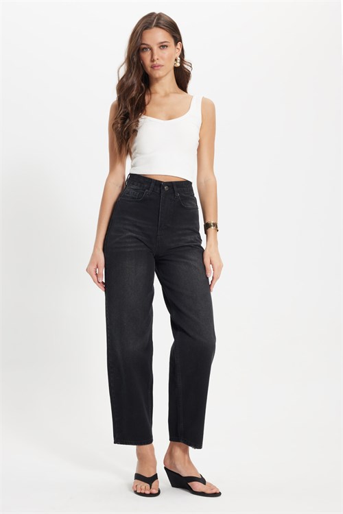 Kadın Slim Fit Dar Kesim Pamuklu Fitilli Kalın Askılı Ekru Crop Atlet