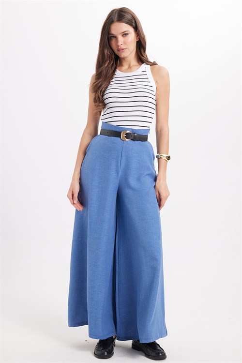 Kadın Slim Fit Dar Kesim Pamuklu Askılı Bisiklet Yaka Çizgili Beyaz Crop Atlet