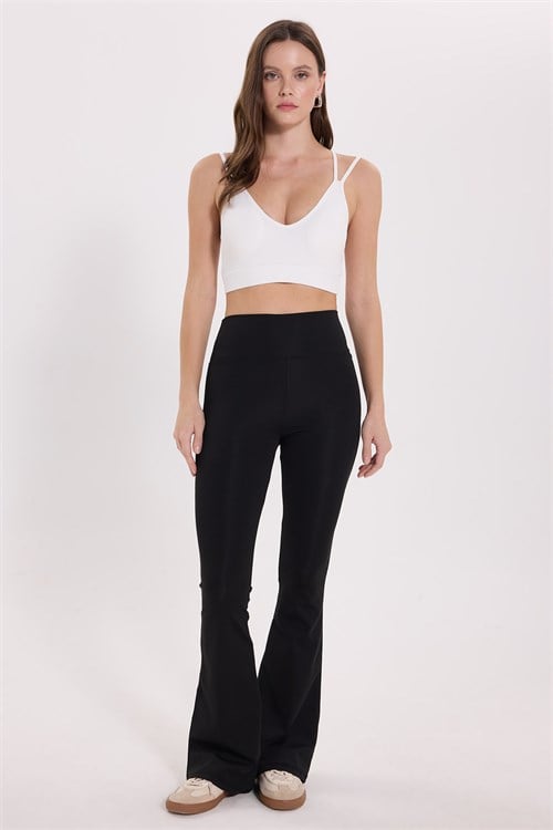 Kadın Slim Fit Dar Kesim Çapraz Bağlamalı Askılı V Yaka Ekru Crop