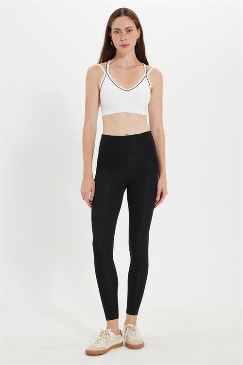 Kadın Slim Fit Dar Kesim Çapraz Bağlamalı Askılı V Yaka Beyaz Crop 