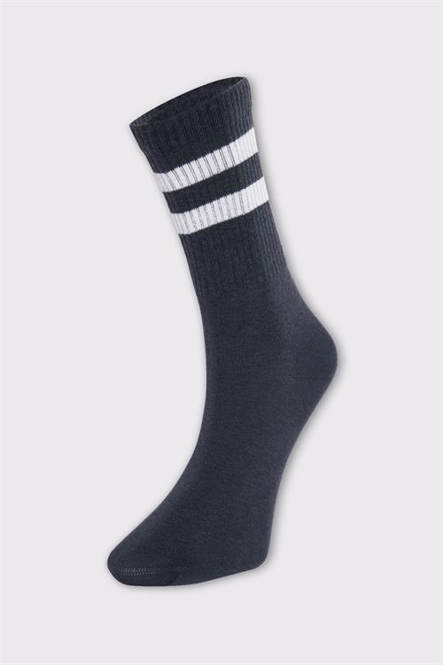 Unisex Çizgili Kolej Füme Tenis Çorabı