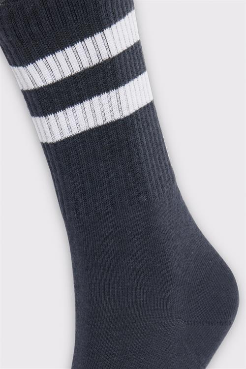 Unisex Çizgili Kolej Füme Tenis Çorabı