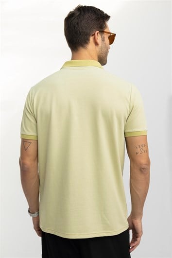 Erkek Regular Fit Klasik Kesim Pamuklu Düz Pike Yeşil Polo Yaka Tişört 