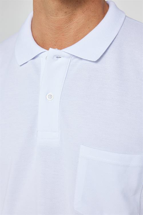 Erkek Regular Fit Klasik Kesim %100 Pamuk Düz Pike Beyaz Polo Yaka Tişört