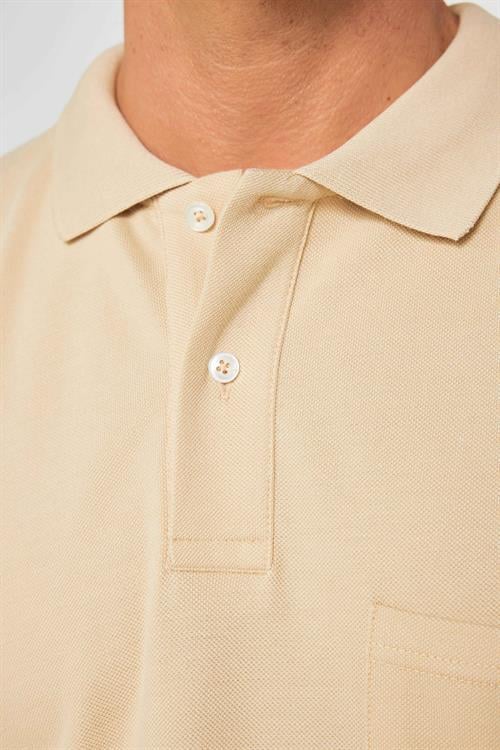 Erkek Regular Fit Klasik Kesim %100 Pamuk Düz Pike Krem Polo Yaka Tişört