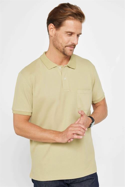 Erkek Regular Fit Klasik Kesim %100 Pamuk Düz Pike Yeşil Polo Yaka Tişört