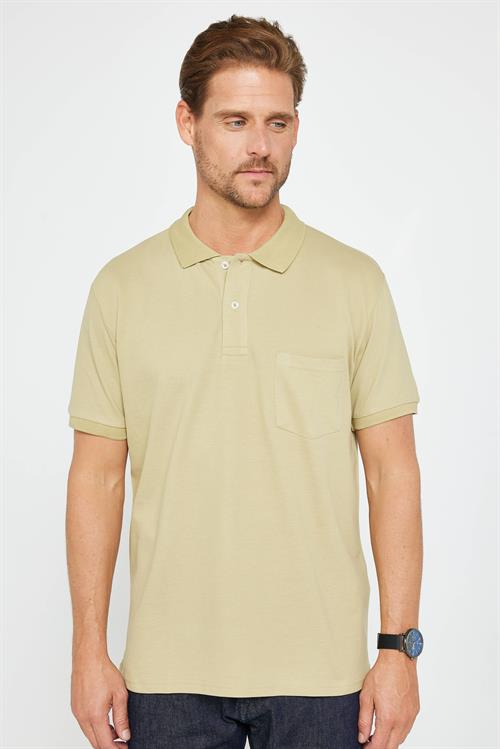 Erkek Regular Fit Klasik Kesim %100 Pamuk Düz Pike Yeşil Polo Yaka Tişört