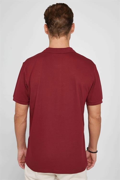 Erkek Regular Fit Klasik Kesim %100 Pamuk Düz Pike Bordo Polo Yaka Tişört