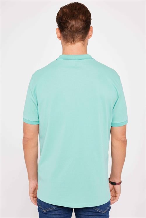 Erkek Regular Fit Klasik Kesim %100 Pamuk Düz Pike Mint Polo Yaka Tişört