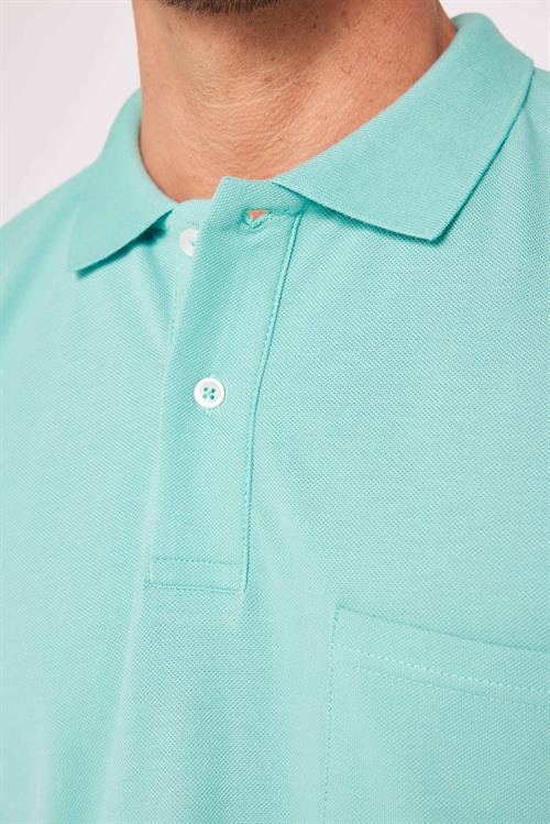 Erkek Regular Fit Klasik Kesim %100 Pamuk Düz Pike Mint Polo Yaka Tişört