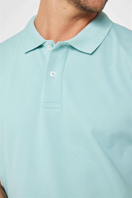Erkek Regular Fit Rahat Kesim %100 Pamuk Düz Pike Yeşil Polo Yaka Tişört