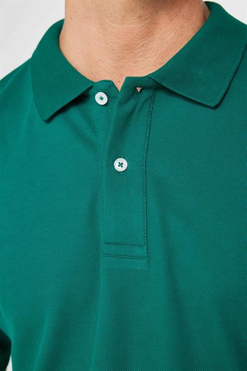 Erkek Regular Fit Klasik Kesim %100 Pamuk Düz Pike Yeşil Polo Yaka Tişört