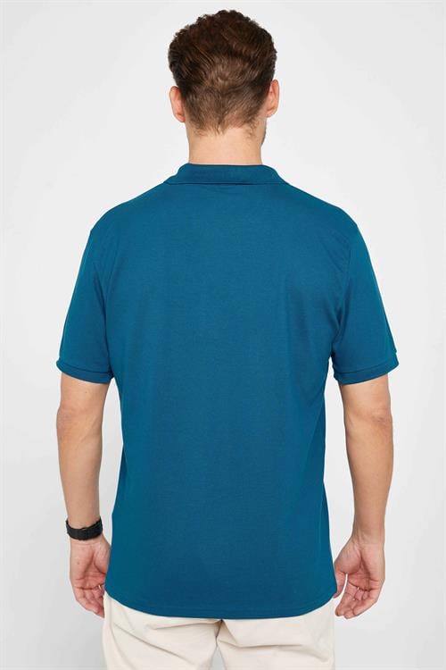 Erkek Regular Fit Klasik Kesim %100 Pamuk Düz Pike İndigo Polo Yaka Tişört