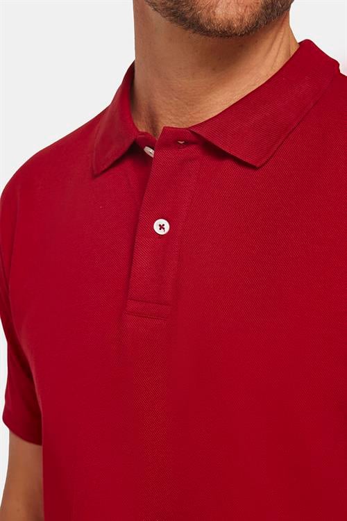 Erkek Regular Fit Klasik Kesim %100 Pamuk Düz Pike Kırmızı Polo Yaka Tişört
