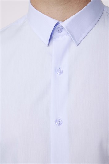 Slim Fit Uzun Kollu Pamuklu Kolay Ütü Erkek Mavi Gömlek