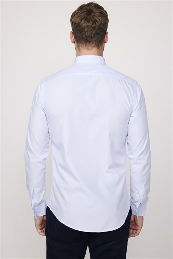 Slim Fit Uzun Kollu Pamuklu Kolay Ütü Erkek Mavi Gömlek