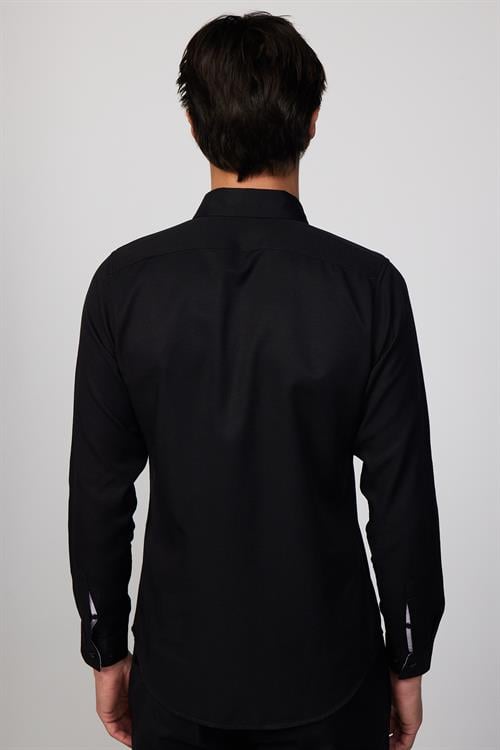 Slim Fit Uzun Kollu Düğmeli Yaka Pamuklu Kolay Ütü Düz Erkek Gömlek