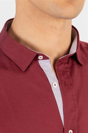 Slim Fit Uzun Kollu Düğmeli Yaka Pamuklu Kolay Ütü Düz Erkek Gömlek