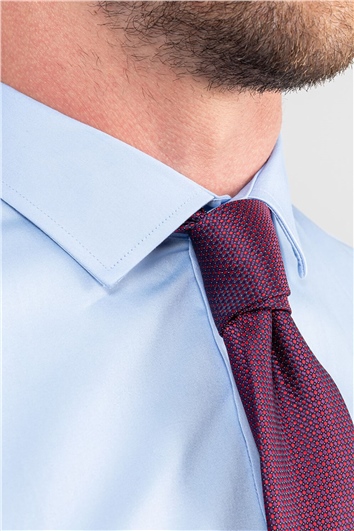 Slim Fit Uzun Kollu Pamuk Saten Erkek Mavi Gömlek