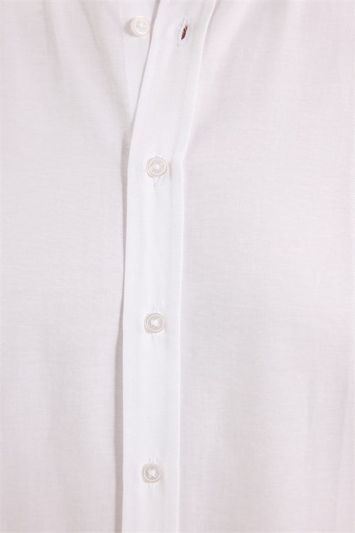 Erkek Slim Fit Dar Kesim Uzun Kollu Pamuklu Kolay Ütülenebilir Beyaz Düğmeli Yaka Gömlek