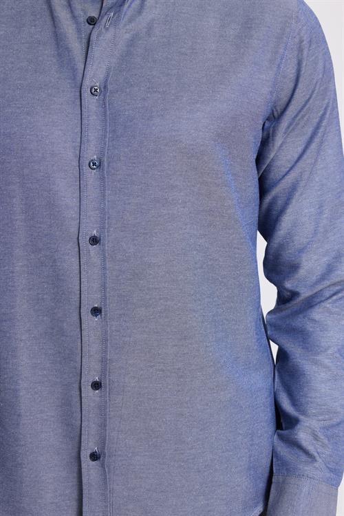 Slim Fit Uzun Kollu Düğmeli Yaka Pamuklu Kolay Ütü Düz Erkek Gömlek