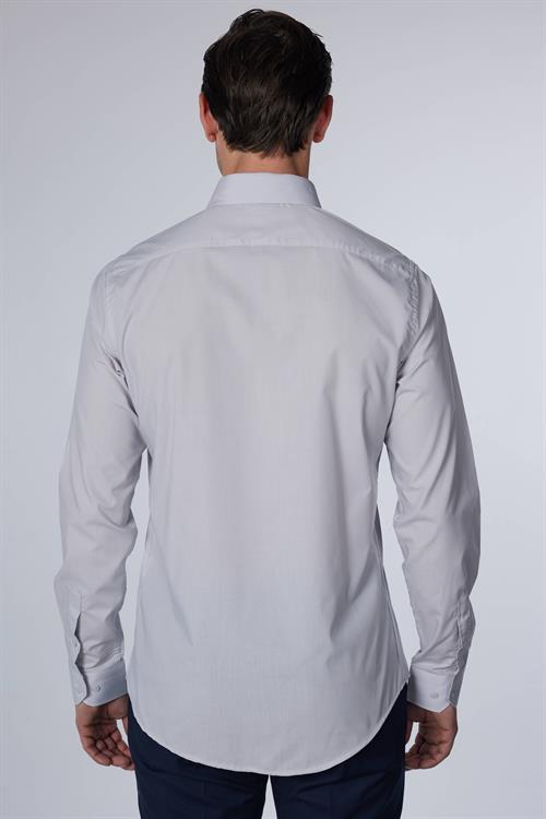 Erkek Slim Fit Dar Kesim Pamuklu Terry Cotton Kumaş Kolay Ütü Gri Gömlek