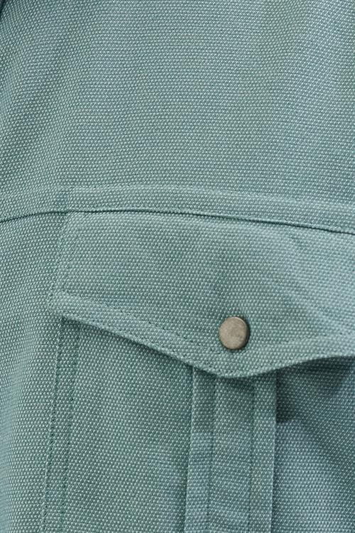 Slim Fit Uzun Kollu Spor Yaka Yıkamalı Çift Cepli Armürlü Denim Kot Mint Erkek Gömlek