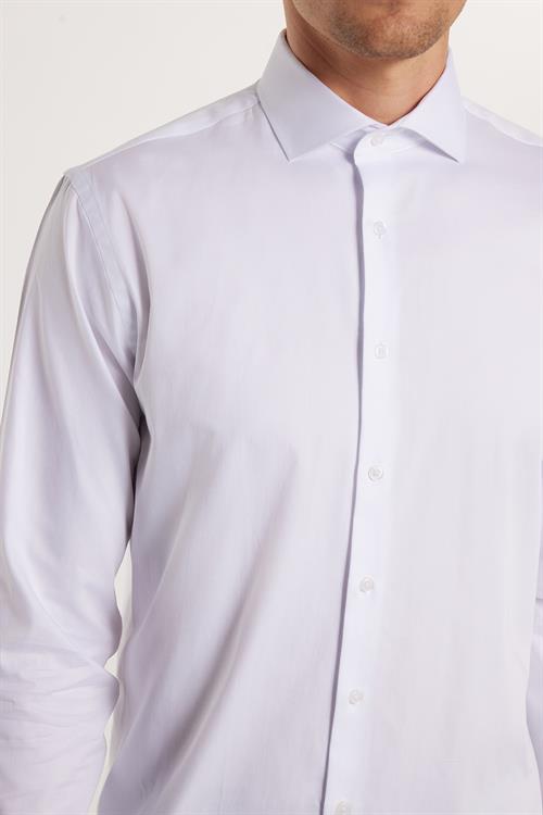 Erkek Slim Fit Dar Kesim %100 Pamuk Koton Saten Premium Seri Beyaz Gömlek