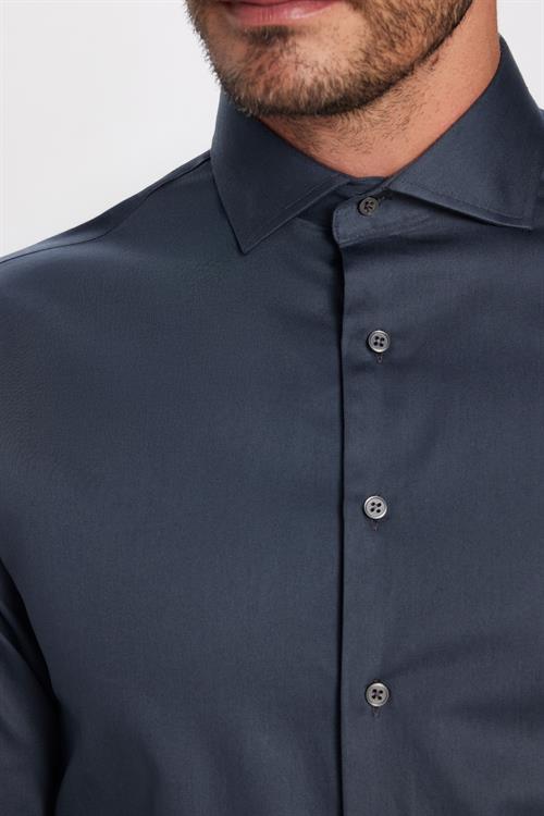 Erkek Slim Fit Dar Kesim %100 Pamuk Koton Saten Premium Seri Antrasit Gömlek