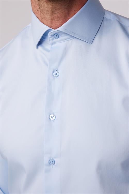 Erkek Slim Fit Dar Kesim %100 Pamuk Koton Saten Premium Seri Mavi Gömlek