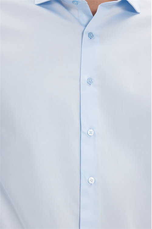 Erkek Slim Fit Dar Kesim %100 Pamuk Koton Saten Premium Seri Mavi Gömlek