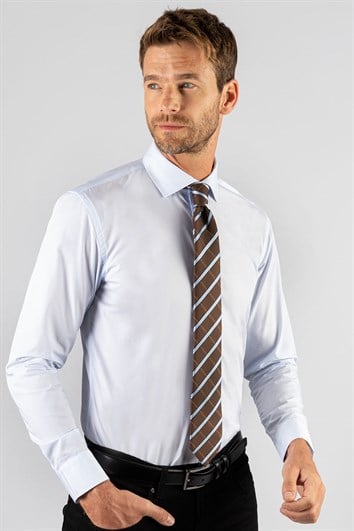 Slim Fit Uzun Kollu Premium Seri %100 Cotton Erkek Mavi Gömlek