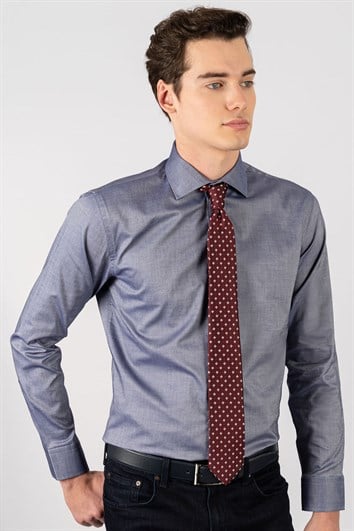 Slim Fit Uzun Kollu Premium Seri %100 Cotton Erkek Lacivert Gömlek