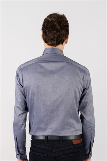 Slim Fit Uzun Kollu Premium Seri %100 Cotton Erkek Lacivert Gömlek