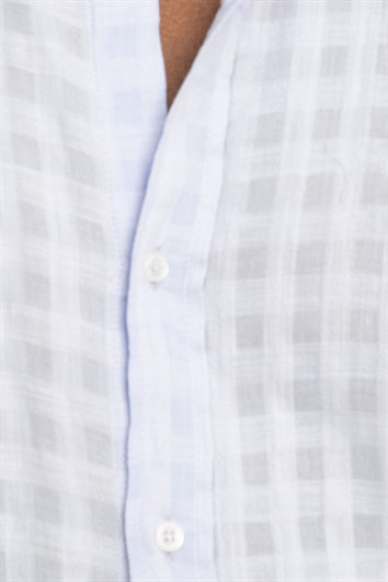 Slim Fit Uzun Kollu Dar Kalıp Pamuk Gofreli Desenli Erkek Lila Gömlek