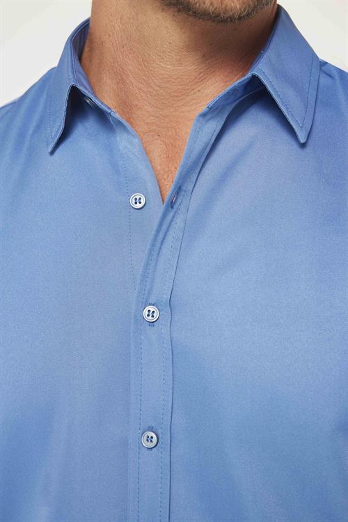Slim Fit Kolay Ütü Teri Emen Nefes Alan Doku Kravatlık Dört Mevsim  Erkek Gömlek