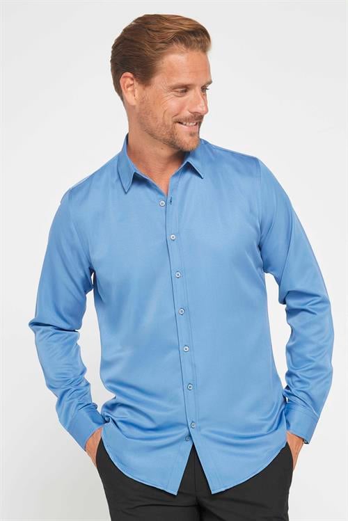 Slim Fit Kolay Ütü Teri Emen Nefes Alan Doku Kravatlık Dört Mevsim  Erkek Gömlek